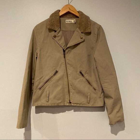 Urban Outfitters Jackets & Blazers - Bycorpus Tan Moto Sherpa Collar Jacket